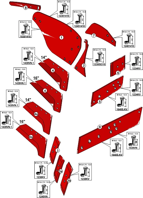 Explosionszeichnung Vogel und Noot Pflugkörper Typ WY350